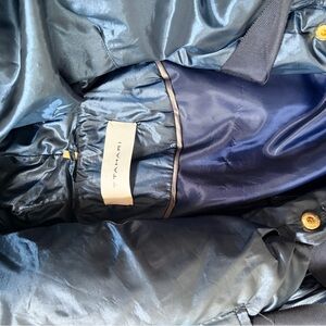 Tahari Navy Satin-Lined Coat with Subtle Sheen